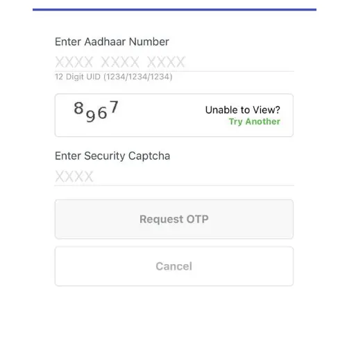 Enter Aadhaar and Request OTP on mAadhaar App to Download Aadhaar