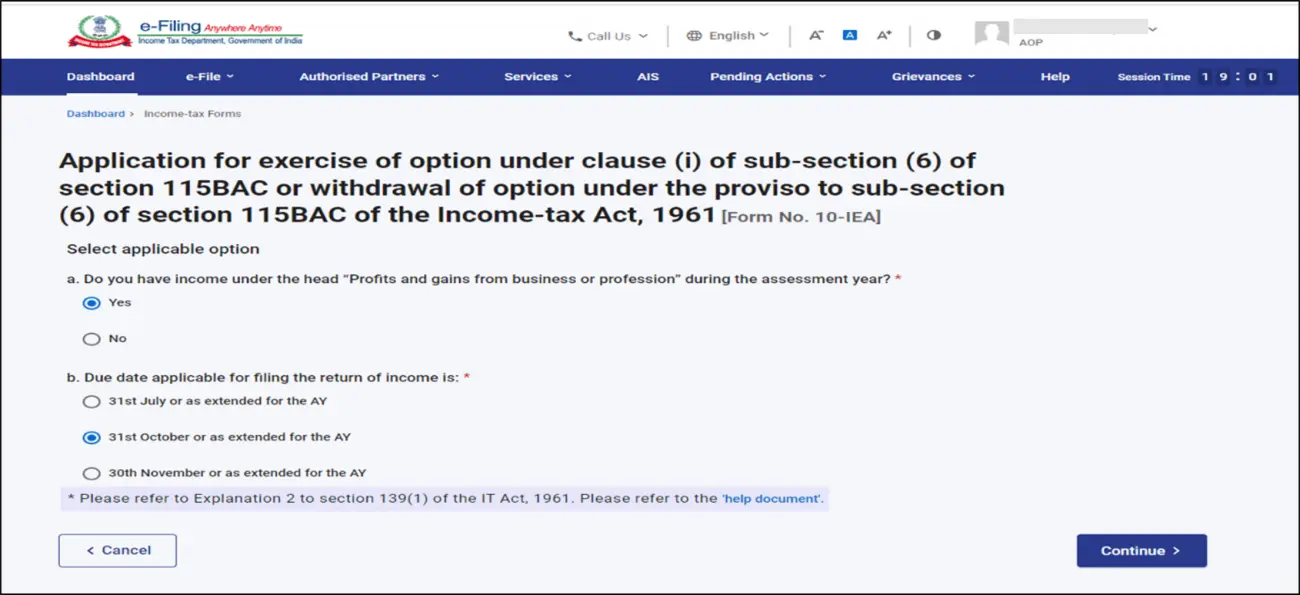 Choose Yes or No for business or profession income