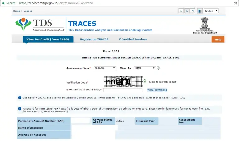 Viewing Form 26AS instructions