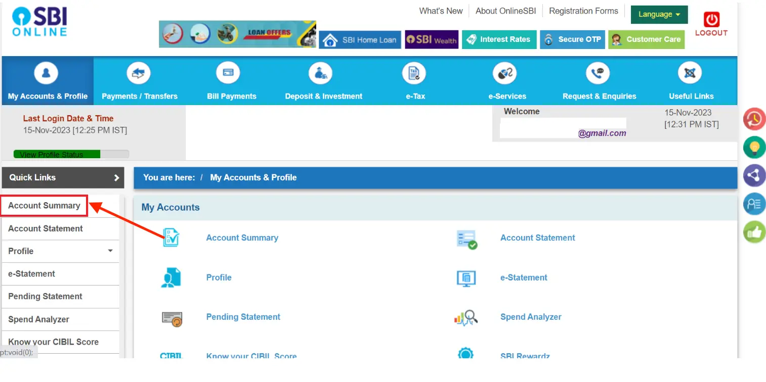 SBI Net Banking login screen with username, password, and Captcha input