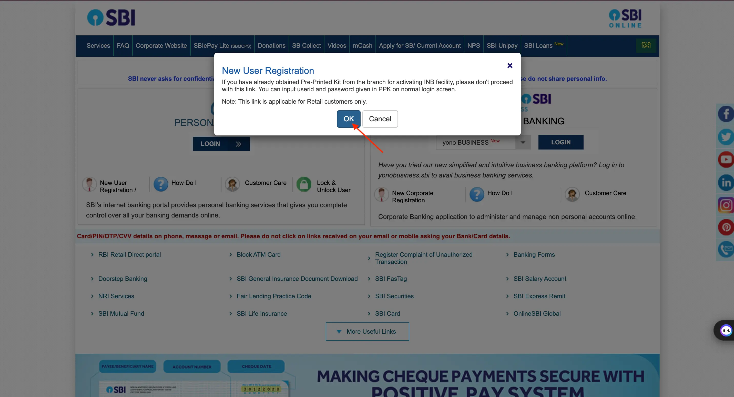 SBI Netbanking Login Instructions