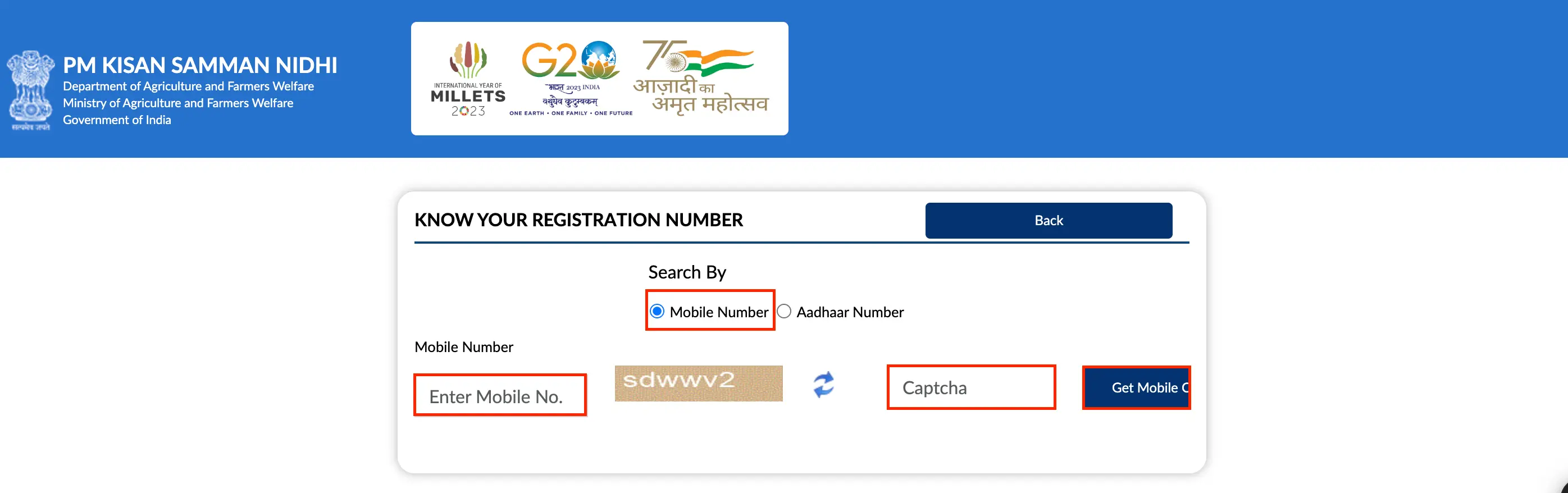 Enter Mobile Number to check PM Kisan Status Online