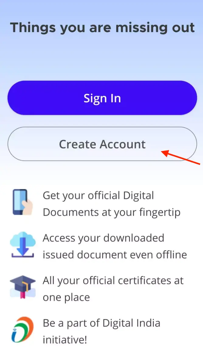 DigiLocker App Create an Account