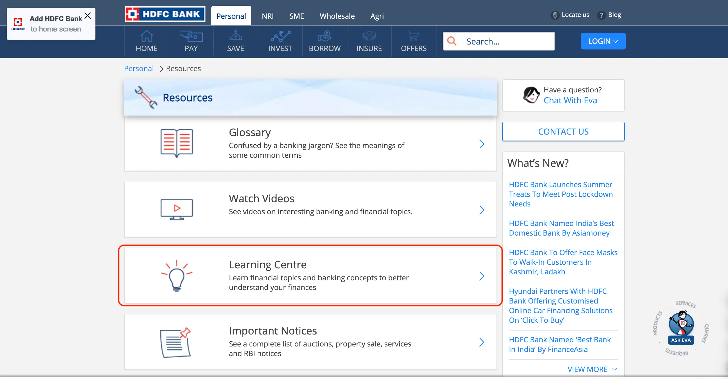 HDFC Bank Official Website Resources Learning Centre