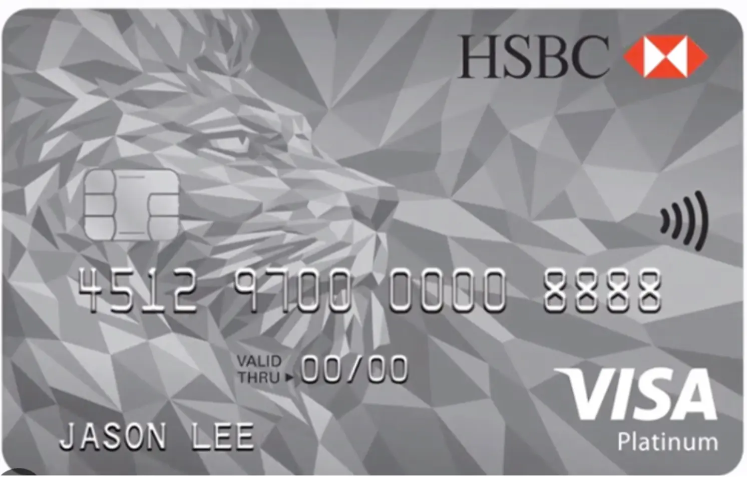 silver card is shown with HSBC logo and visa image shown represents hsbc platinum credit card