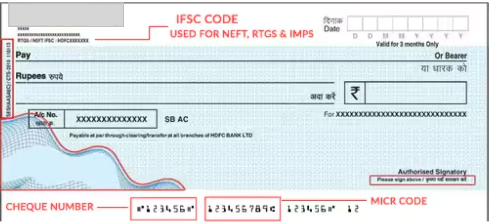 locate MICR number on cheque book