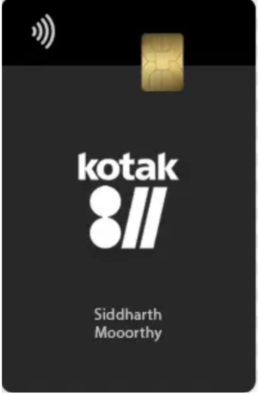 image shown of card with chip a black card performed of Kotak 811 credit card