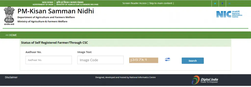 Add Aadhaar Number and captcha code to search status